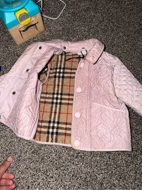 Burberry Pink Quilted Kids' Jacket with Signature Check Lining